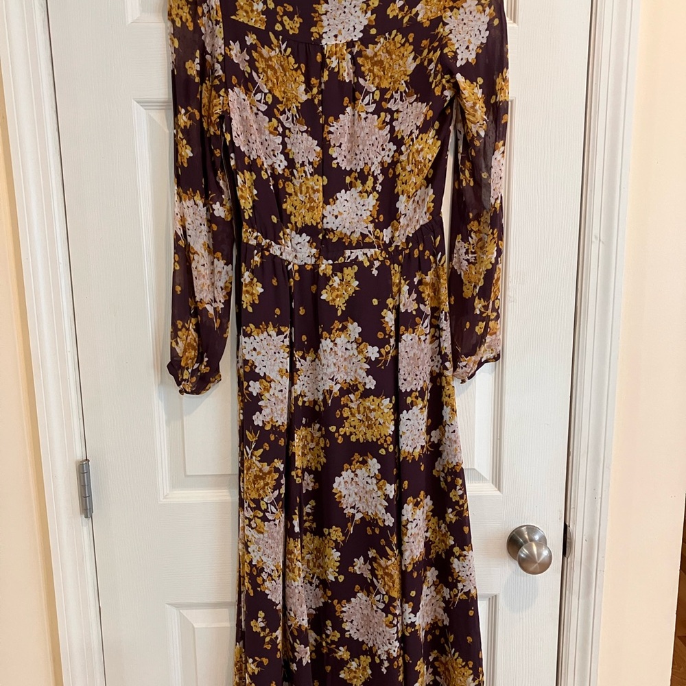 Massimo Dutti Midi Floral Dress With Sheer Sleeves Button Detail Size US4 - Picture 6 of 9